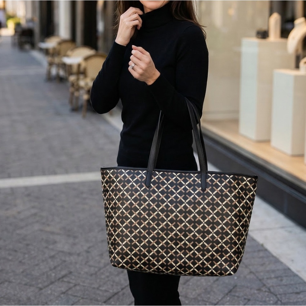 a new day Black and Cream Patterned Tote - Picture 10 of 10